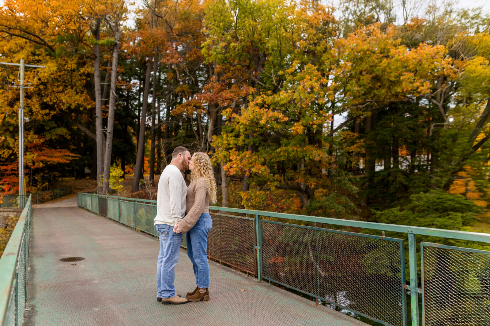 Otterville engagement session portrait with park and trail background