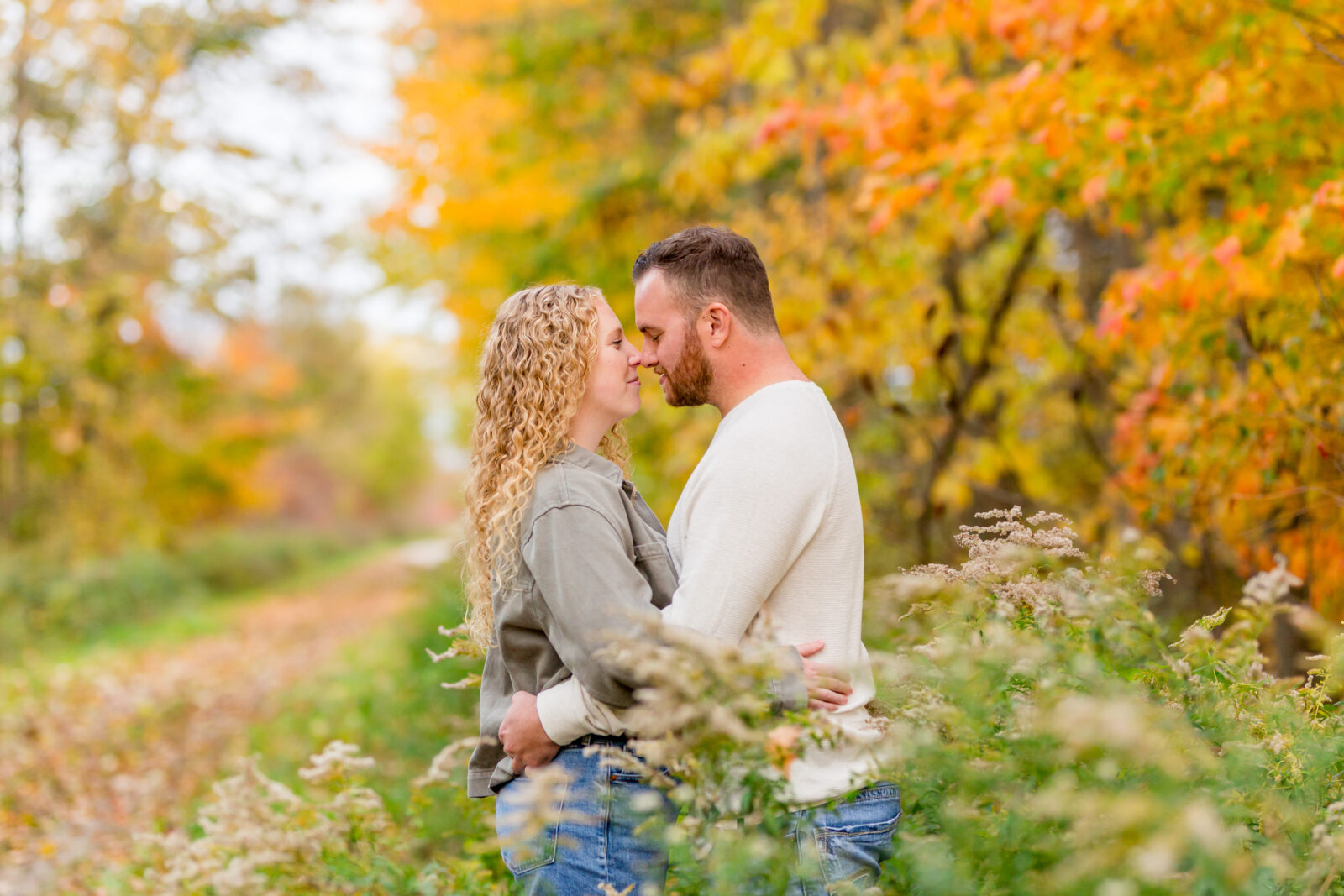 Final golden hour shot of couple in Otterville engagement session