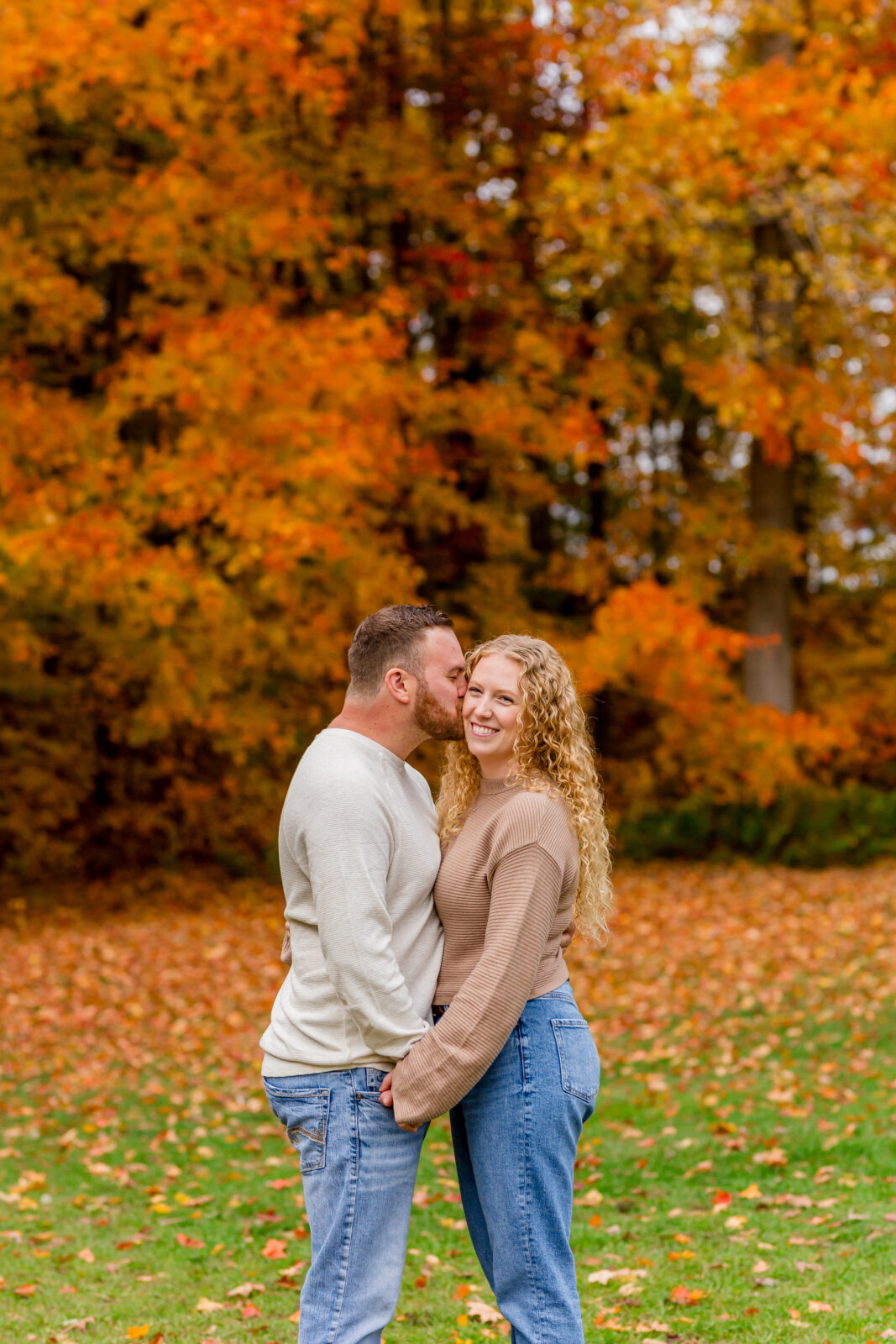 Soft golden light during Otterville engagement session